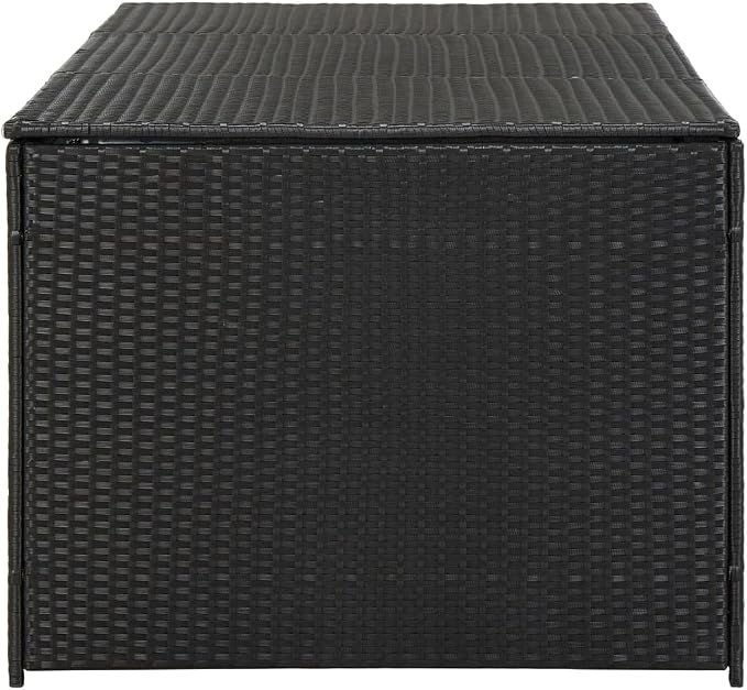 Patio Storage Box Deck Storage Box Outdoor Storage Box Indoor Wicker Storage Bin for Patio Furniture Cushions, Pillows, Garden Tools, Poly Rattan Black, 70.8"x35.4"x29.5"