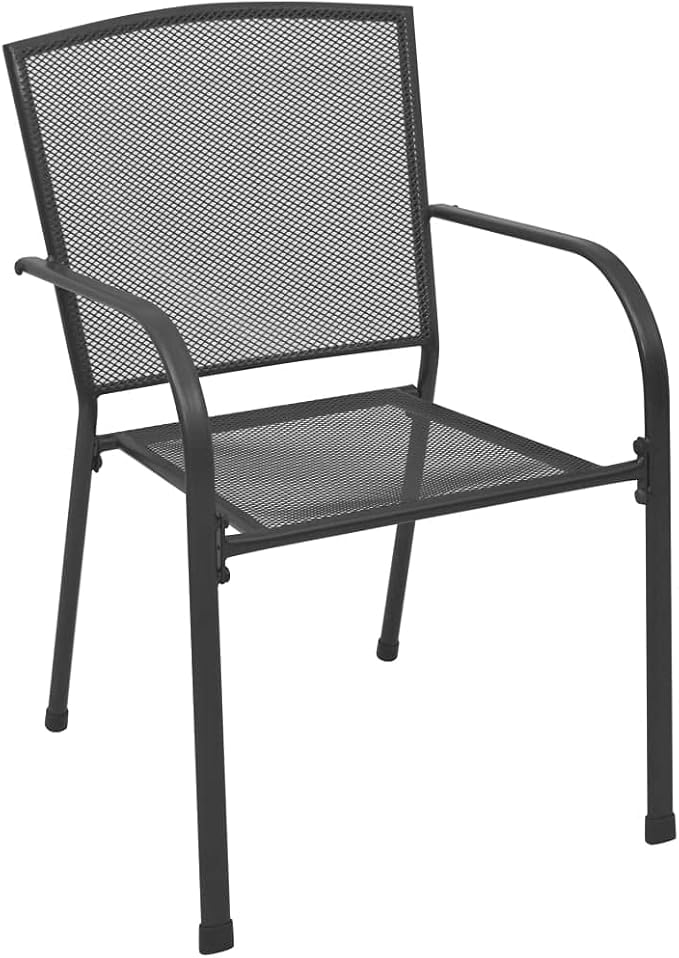5 Piece Patio Dining Set, Metal Bistro Table and Chairs for Backyard Balcony, Powder Coated Steel Garden Furniture Set with 31.5 Inch Square Table, Anthracite