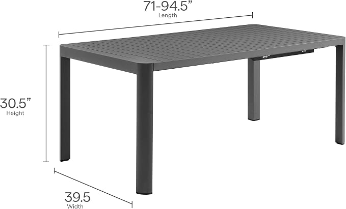 Modway Tahoe Aluminum 9-Piece Patio Dining Set in Gray Gray