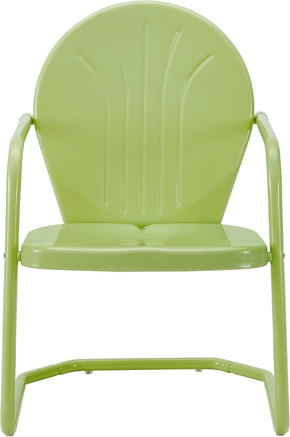 Crosley Furniture Griffith 5-Piece Outdoor Dining Set for 4, Retro Metal Round Patio Table and Chairs, White and Key Lime