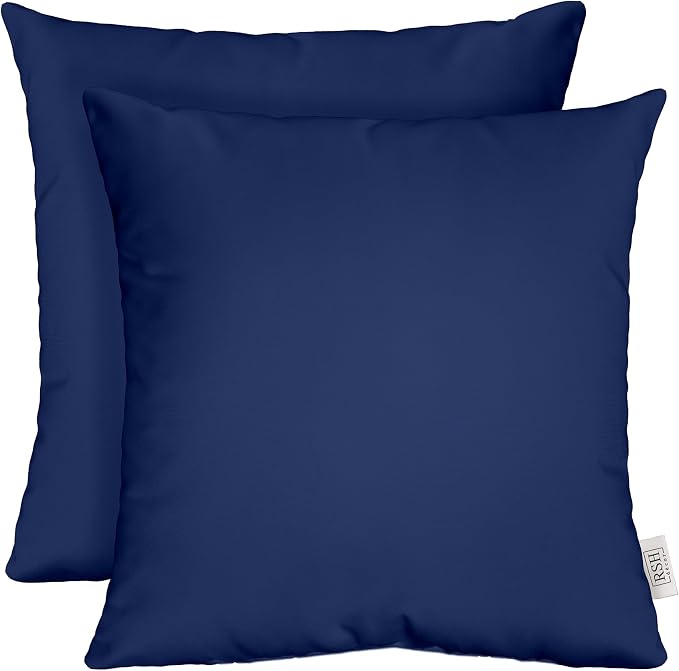 RSH DECOR Square Throw Pillows Set of 2, 20" x 20", Outdoor Pillows Waterproof, Patio Furniture Pillow, Decorative Outdoor Throw Pillow, Spun Polyester, Navy Blue, Made in USA