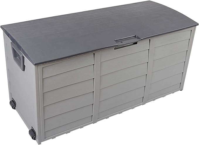 Vasitelan 75 Gallon Outdoor Storage Box, Lockable Plastic Storage Containers with Lid, Patio Deck Box Furniture for Garden, Pool, Balcony, Yard (Gray)