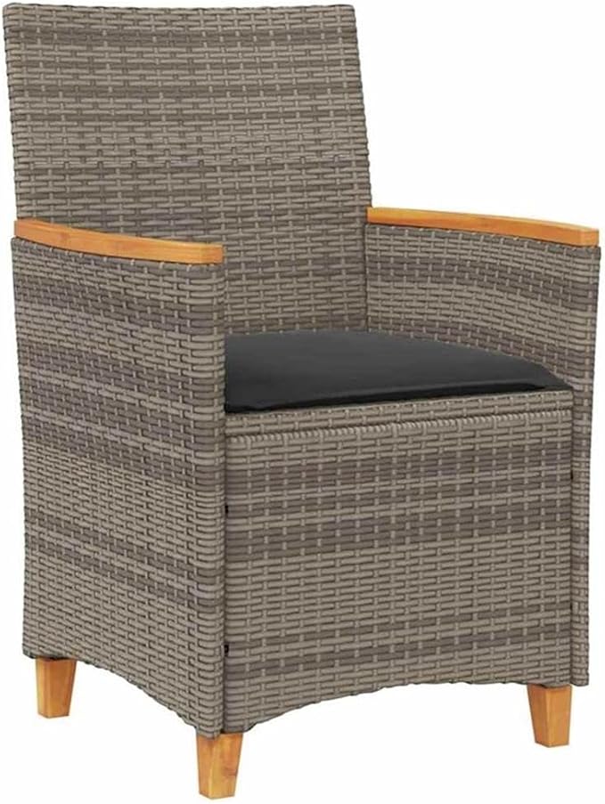 Afuera Living Contemporary 5 Piece Poly Rattan Patio Dining Set, Gray Finish, Steel Frame with Glass Tabletop, Weather-Resistant, UV-Resistant, Seats 4, Modern Outdoor Furniture for Garden or Terrace