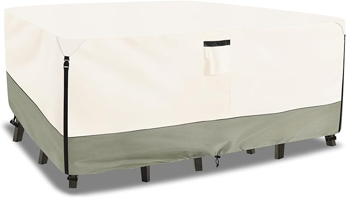 Outdoor Furniture Covers Waterproof,600D Heavy Duty Patio Cover for 5 PCS Sets Sectional Sofa Couch Dining Rocking Swivel Chairs Ottomans Coffee Table,76L x 54W x 28H inch Beige