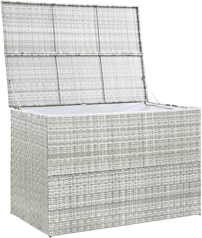 Patio Storage Box,Outdoor Toy Box,Outdoor Storage,Outdoor Cushion Storage, for Patio Furniture Cushion Storage Light Gray 59.1"x39.4"x39.4" Poly Rattan