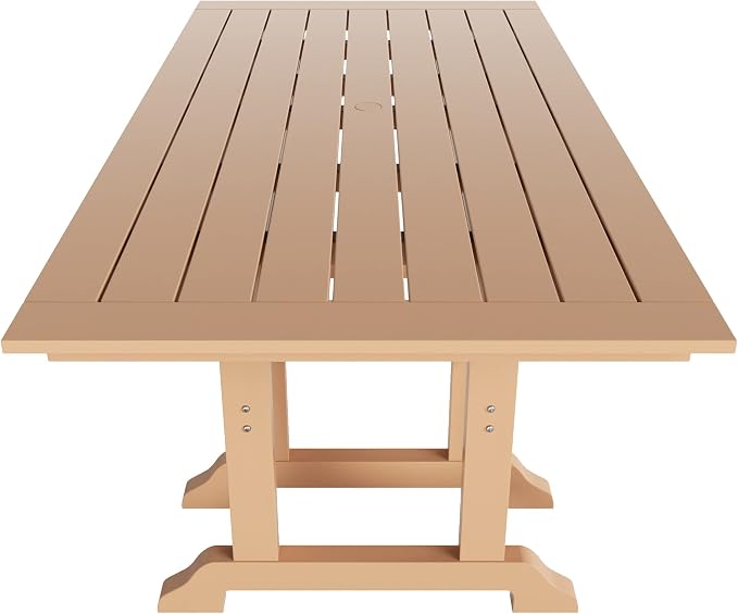 WO Home Furniture Adirondack Patio Dining Chair Table Bench Set of 6 PCS Rectangle Dinner Table Dining Armless Chairs (Teak)