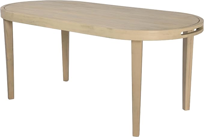 Christopher Knight Home Domac Acacia Wood Dining Table Set for 6, Solid Wood Outdoor Dining Set for 6, Oval Patio Dining Table and Chair Set with Cushion & Rope Accent, Cream Beige+Grey+Light Teak