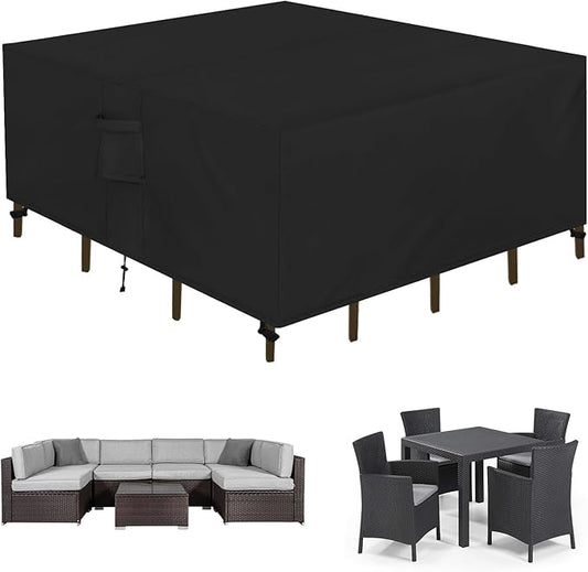 Easy-Going Square Patio Furniture Cover Waterproof Outdoor Dining Table and Chair Cover Anti-UV Outside Sectional Sofa Set Covers (76"L x 76"W x 28"H, Black)