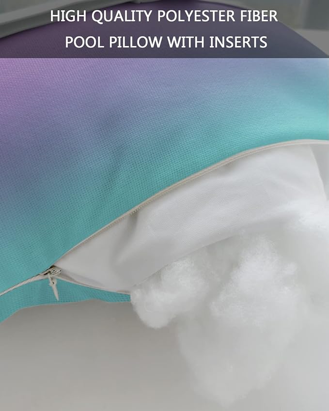 Outdoor Pillows Covers with Inserts Purple Pink Teal Gradient Waterproof Recliner Pillow with Adjustable Strap Throw Pillows for Patio Furniture Pool Lounge Chair, 11x16 inch, 1PCS