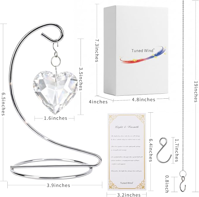 Memorial Gifts for Loss of Loved One, Hanging Heart Crystal Suncatcher
