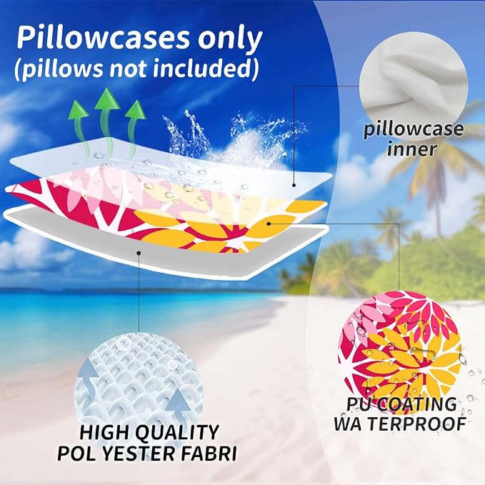 DFXSZ Pack of 2 Outdoor Waterproof Throw Pillow Covers 18x18 DarkLight Pink | Polyester Spring Summer Valentines Floral Decorative Cushion Cases(NO INSERT),For Couch Patio Funiture Garden Home Decor
