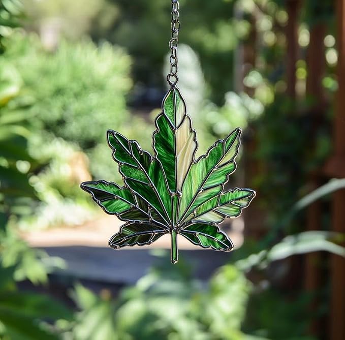 Leaf Acrylic Suncatcher, Boho Suncatchers for Window Hanging Ornament, Stained Glass Effect Art Garden Decor for Nature Lover, Gifts for Mother's Day, Mom, Grandma, Wife, Women, Nana