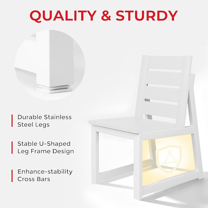 Costaelm Stinson Outdoor Patio HDPE Dining Side Chair, White