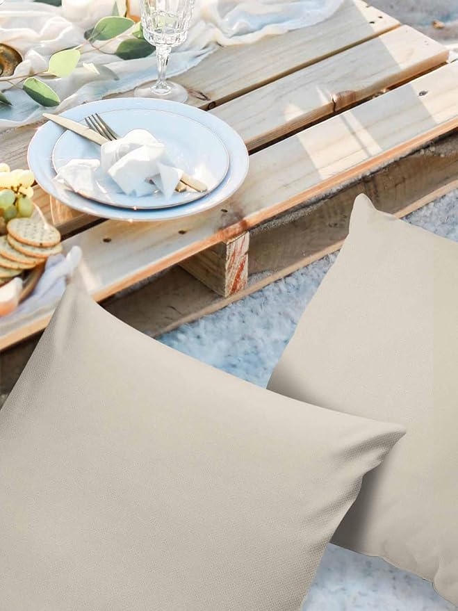 Outdoor Waterproof Throw Pillow Covers Set of 2 Swan White Pillowcases 24x24 Inches Simple Style Patio Decorative Pillows Cushion Case Patio Pillows for Couch Bed Chair Garden
