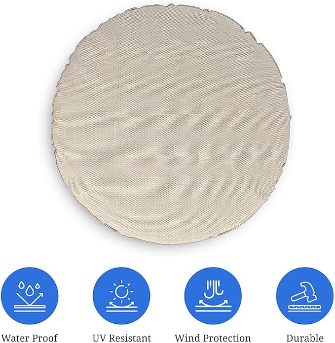 Covers & all Round Pillow Cover, Weather & UV Resistant Water Repellant Protector for Pillows Home Office Living Room Decor Chair Sofa Couch, with Zippers (36" Diameter x 5" H, Beige)