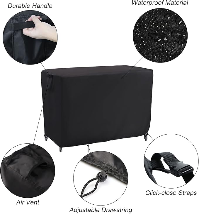 Kingling Outdoor Prep Table Cover, Waterproof Patio Table Covers Stainless Steel Metal Cover Protection for Patio Kitchen Prep/Work Table- 38''L x 26''W x 39''H(Black)