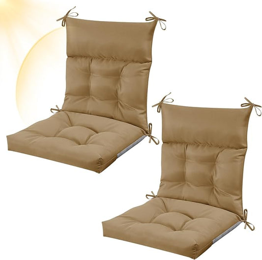 Sintuff 2 Pcs 44 x 21 x 4 Outdoor Chair Cushion Patio Chair Cushions Seat/Back Tufted Pillow with Ties Water Resistant Replacement Indoor Patio Furniture Outdoor Furniture (Solid Color,Brown)