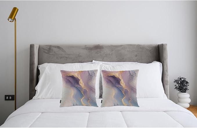 Swono Marble Throw Pillow Case, Luxury Pink Gold Marble Square Home Decorative Cushion Cover for 18 X 18 Inches Pillow Covers, Swirl Waves Marble 2 Pack Pillowcases for Bedroom Office Dorm Couch