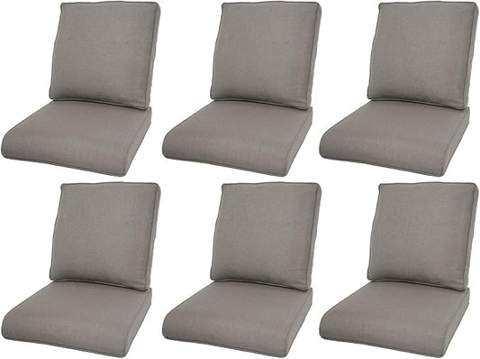 Luxury 22*24*4in Outdoor Patio Cushions, 6 Pieces Grey Outdoor Cushion | Water-Resistant, Reversible, Removable Cover, Stain-Resistant, for Patio Chairs Sofa Couch Loveseat