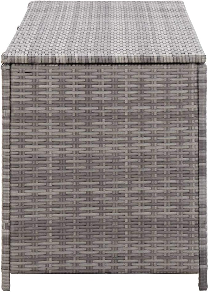 Patio Storage Box,Outdoor Toy Box,Patio Storage Box,With Gas Lift Mechanism,for Indoor or Outdoor Cushion Storage, Garden Tools Box Container Gray 47.2"x19.7"x23.6" Poly Rattan