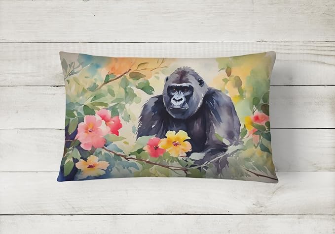 Caroline's Treasures DAC2919PW1216 Gorilla Throw Pillow Machine Washable, Indoor Outdoor Decorative Pillow for Couch, Bed or Patio, 12HX16W