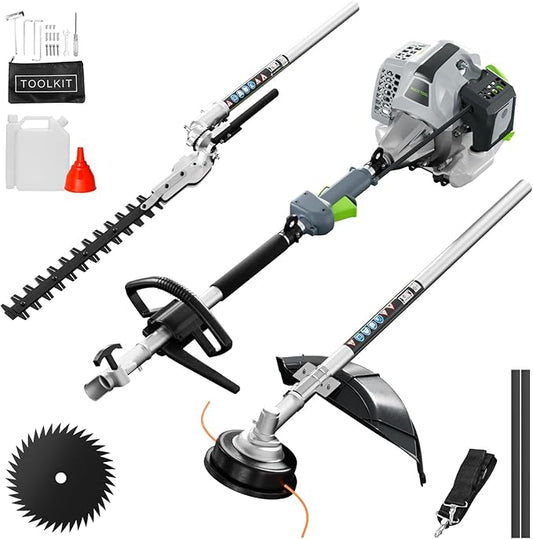 52CC Gas Powered Weed Wacker, 3-IN-1 2-Stroke Backpack Gas Powered Hedge Trimmer, Weed Eater String Trimmer, Brush Cutter 40-Tooth Blade with Shoulder Strap & Safety Lock for Home Garden Lawn Trimming