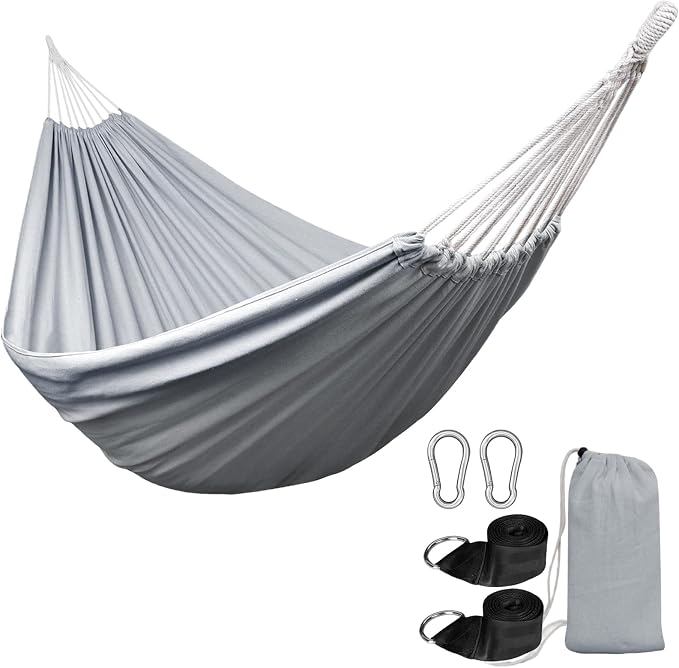ANYOO Cotton Hammocks Portable Hammock with Tree Straps Easy Setup Indoor/Outdoor Hanging Bed 550lbs Capacity Perfect for Backyard Camping Travel