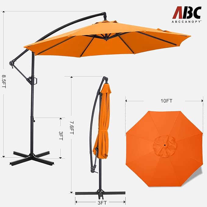 ABCCANOPY Cantilever Patio Umbrella with base included, 360° Rotation Outdoor Offset Umbrella for Backyard, Deck, Poolside