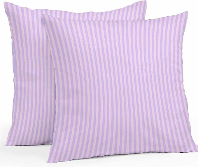 Throw Pillow Covers 16x16 Inch Set of 2, Purple Waterproof Outdoor Cushion Covers, Geometric Vertical Striped Solid Rainbow Decorative Pillowcases for Couch, Sofa, Bed, Garden, Patio