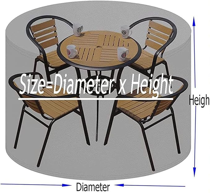 Round Outdoor Table Cover Waterproof 600D Round Patio Furniture Covers Patio Table Cover for Table and Chair Sets Rainproof & Snowproof Patio Cover 40" Dia x 60" H / 100x150cm