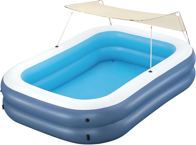 H2OGO! 2 Pack 8 Foot 4 Inch x 70 Inch Summer Bliss Shaded Inflatable Family Pool for Kids Ages 6 Above