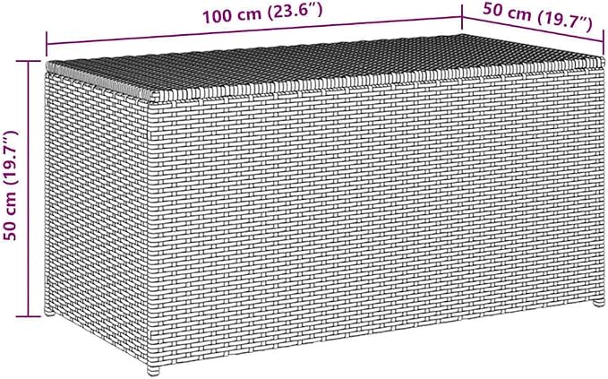 Black Poly Rattan Patio Storage Box 39.3x19.6x19.6 Inches with PE Liner and Zipped Closure