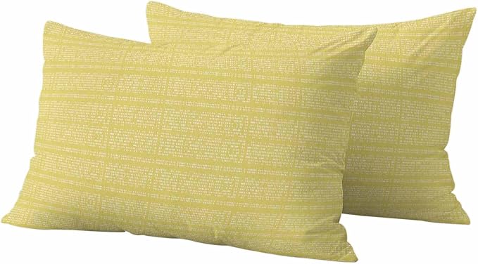 Outdoor Waterproof Throw Pillow Covers Set of 2 Yellow Stripes Grain Lumbar Pillowcases 20x12 Inches Solid Color Decorative Pillows Cushion Case Patio Pillows for Couch Bed Chair Garden