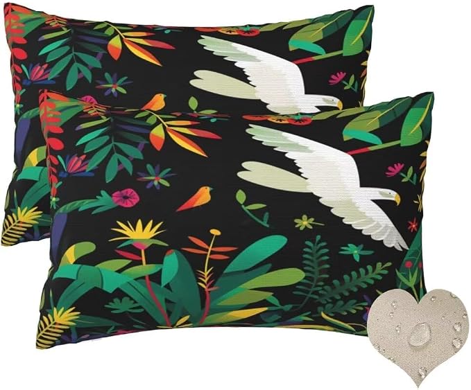 Outdoor Pillows Waterproof Set of 2 Outdoor Pillow Covers 16x24 Inch, Dark Throw Pillows Bird Pillow Covers, Summer Garden Decorative Pillows Outdoor Pillows for Patio Furniture Car Home Decor -hs248
