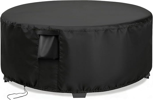 Patio Furniture Covers Round, 34 Inch Outdoor Dinner Table Cover Waterproof, Round Patio Coffee Table Cover for All Weather Resistant - 34 x 16 Inch