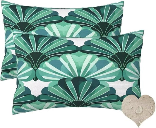 Outdoor Pillows Waterproof Set of 2 Outdoor Pillow Covers 16x24 Inch, Green Throw Pillows Plants Pillow Covers, Summer Garden Decorative Pillows Outdoor Pillows for Patio Furniture Home Decor -hs372