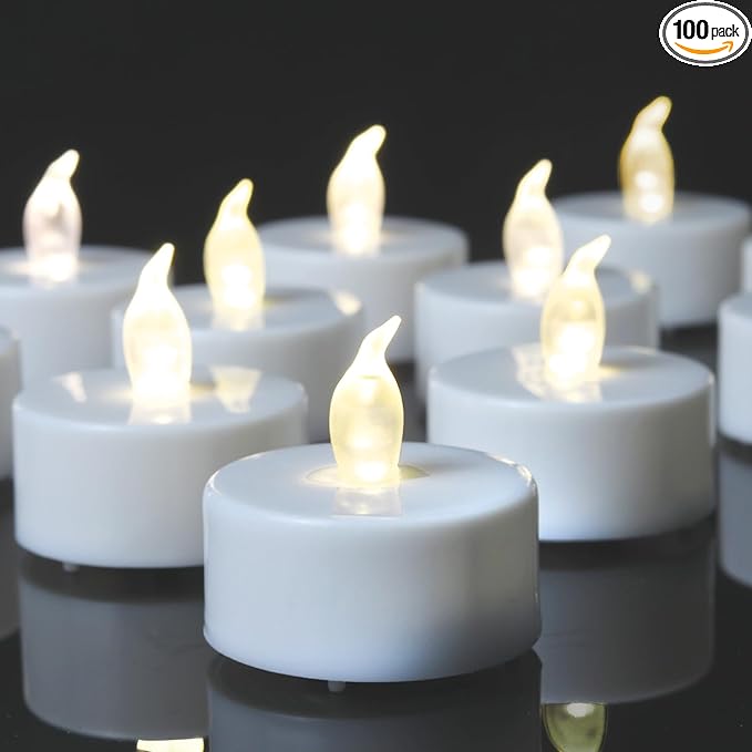 Tea Light, 100 Pack Flameless LED Tea Lights Candles Flickering red 200+ Hours Battery-Powered Tealight Candle. Ideal for Party, Wedding, Birthday, Gifts and Home Decoration
