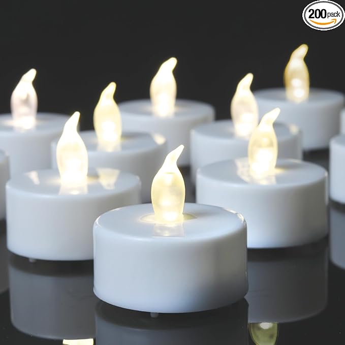 Tea Light, 150 Pack Flameless LED Tea Lights Candles Flickering red 200+ Hours Battery-Powered Tealight Candle. Ideal for Party, Wedding, Birthday, Gifts and Home Decoration (White)