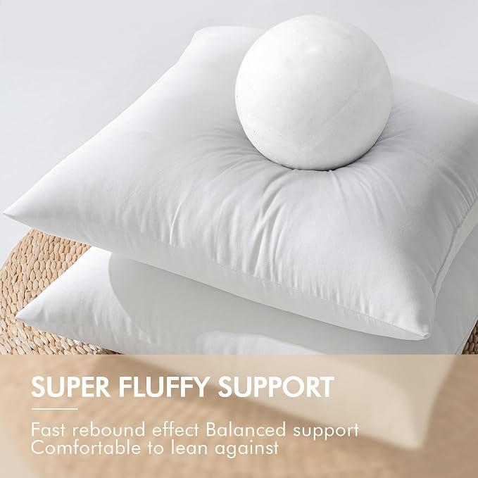 MIULEE 16x16 Inch Outdoor Pillow Inserts, Pack of 4 Waterproof Pillows | Decorative Throw Pillows, Garden Pillow Form for Patio Sofa Couch