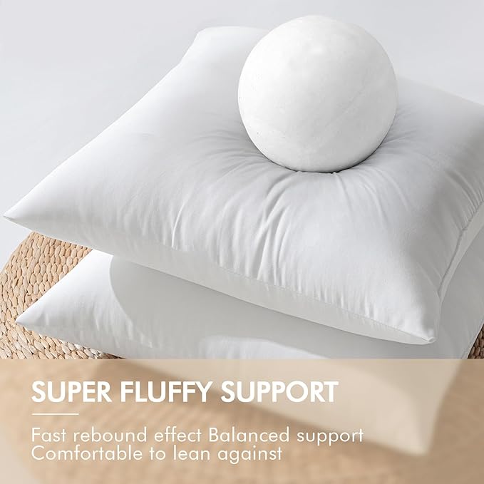 MIULEE 20x20 Inch Outdoor Pillow Inserts, Pack of 4 Waterproof Pillows | Decorative Throw Pillows, Garden Pillow Form for Patio Sofa Couch