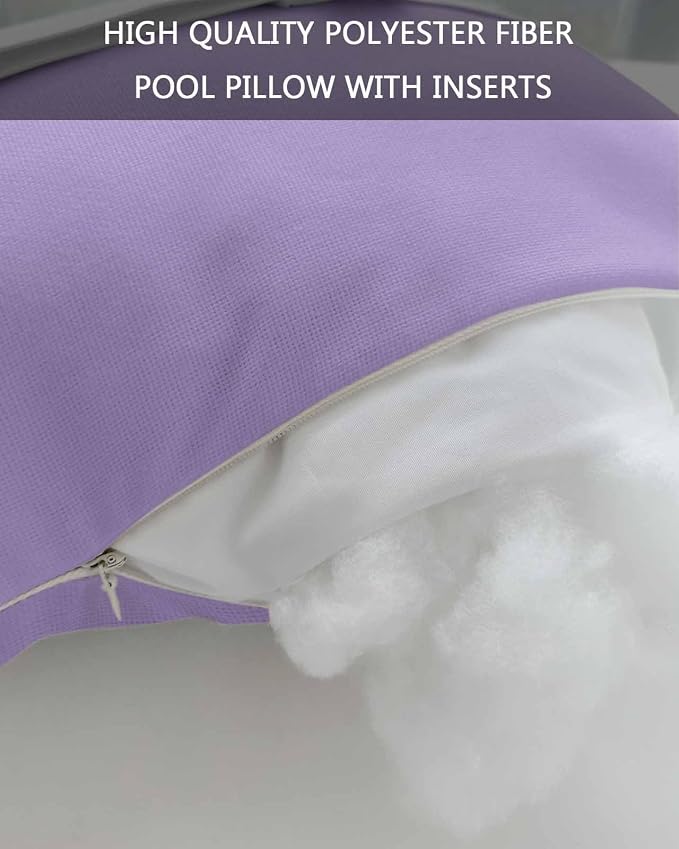 Outdoor Waterproof Lumbar Pillow Lavender Purple Waterproof Headrest Pillow Lumbar Pillows with Insert & Adjustable Elastic Strap Simple Style Pillows for Patio Beach Pool Chaise Chair 1 Pack 11x16