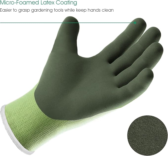 COOLJOB 2 Pairs Toddler Gardening Gloves for Boys Girls Age 2-4, Rubber Coated Small Children Kids Yard Work Gloves (Think Green XXS)