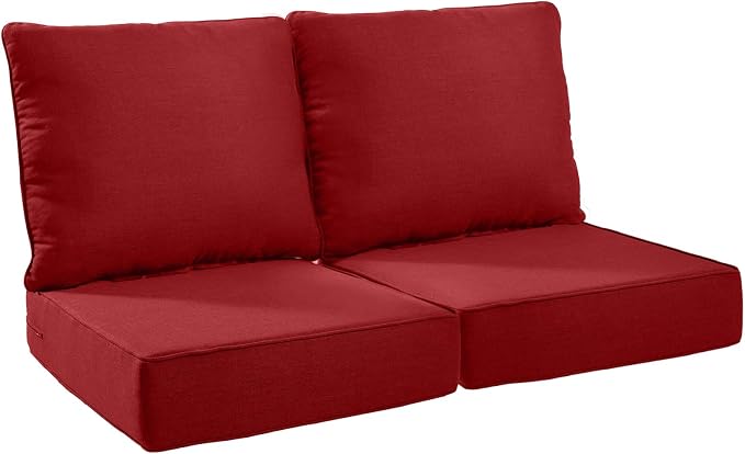 Luxury 24*24*6in Outdoor Patio Cushions, 2 Pieces Red Outdoor Cushion | 6in Outdoor Patio Cushions, Water-Resistant, Reversible, Removable Cover, for Patio Chairs Sofa Couch Loveseat