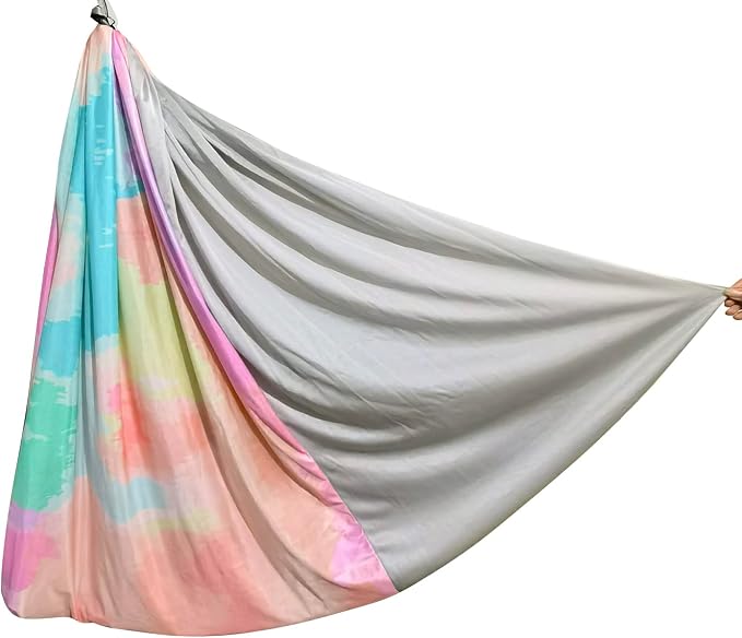 Therapy Swing Hammock Kids Cuddle Sensory Swing Indoor Therapeutic Hammock 360° Rotating Double Layer Elastic Rocking Cloth Swing Gifts for Children with ADHD SPD Asperger Autism (Rainbow+Grey)