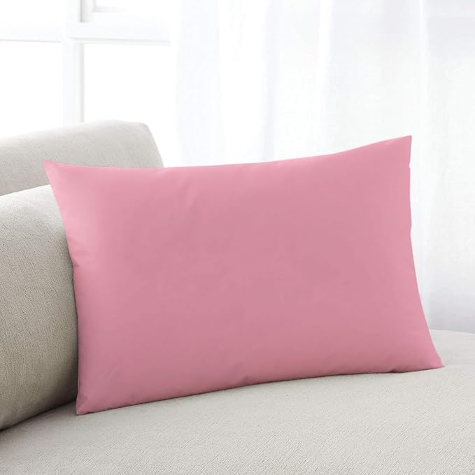 Outdoor Waterproof Throw Pillows Minimalist Solid Pure Pink Patio Pillows Pack of 2,Decorative Pillow Covers with Insert,Pillow Cushion Case for Garden Couch Sofa Unadorned Single Color Art