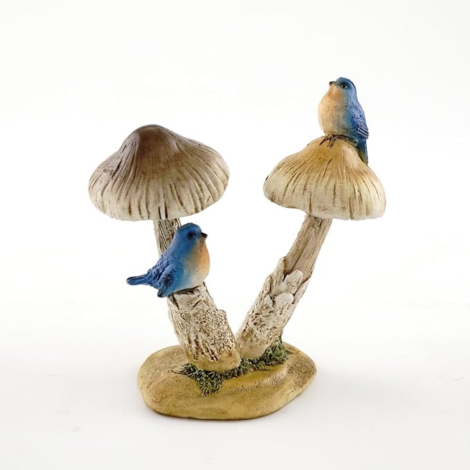 Top Collection Miniature Fairy Garden and Terrarium Statue, Bluebirds on Mushroom