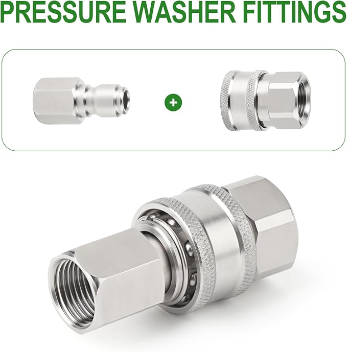 TAISHER 8PCS 304 Stainless Steel 1/4" Female NPT High Pressure Washer Quick Connect Coupler for Pressure Washing Gun Hose Accessories