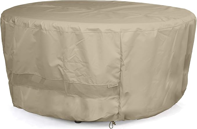Covermates Round Dining Table Cover - Water-Resistant Polyester, Mesh Ventilation, Patio Table Covers, 36DIAMETER x 35H, Khaki
