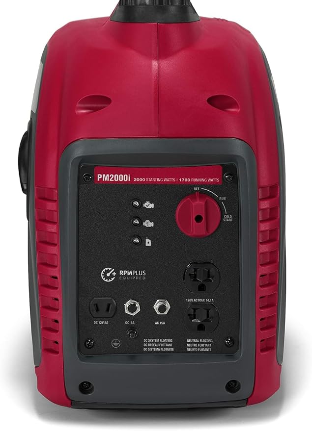 Powermate PM2000i 2,000-Watt Gas-Powered Portable Inverter Generator - Quiet Performance - Ideal for Home, Camping, RV and Outdoor Activites - Reliable Power for Emergencies and Recreation - Red/Black
