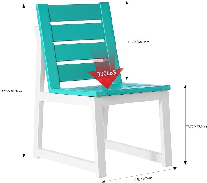 Costaelm Stinson Outdoor Patio HDPE Dining Side Chair, Turquoise